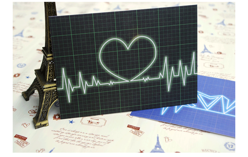 e1 【间隔年】心电感应 原创设计明信片 表白卡 2张入