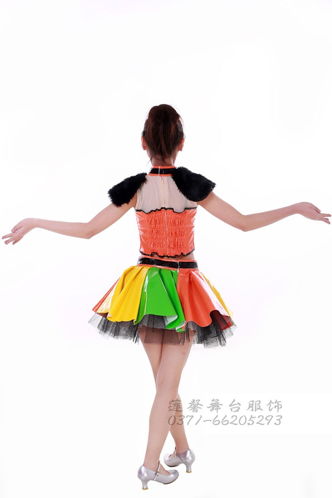 现代舞蹈皮裙 漆皮现代舞蹈演出服装图片_34