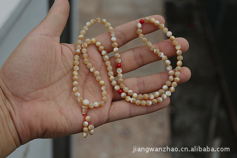 天然宝石佛珠 马蹄螺佛珠 5毫米108颗天然色 新品佛珠手链