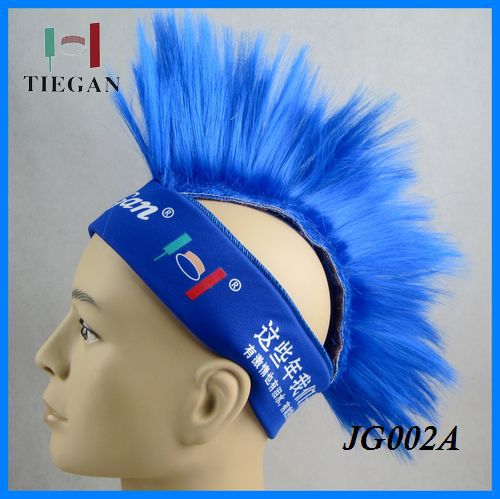 蓝色鸡冠头 莫西干头带 万圣节圣诞节 彩色假发