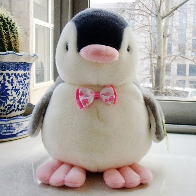 韩国企鹅毛绒玩具公仔 发声粉嘴发声企鹅毛绒玩具