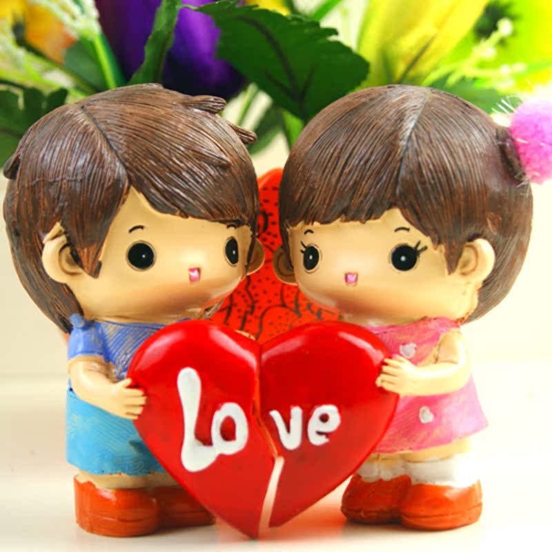 树脂情侣娃娃摆件 爱心小孩 家居装饰工艺品 情人节生日礼物a008