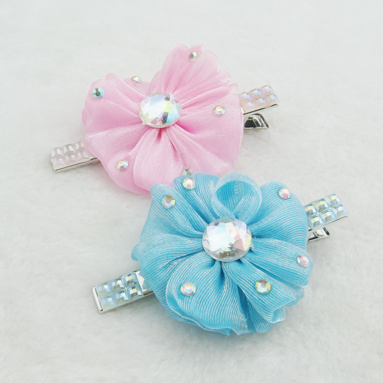 网布花朵发夹 小女生边夹 时尚发夹 发夹批发