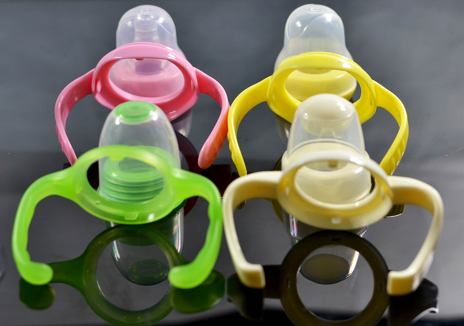 120毫升标口径有柄pp自动吸管奶瓶奶瓶批发带手柄加工贴牌