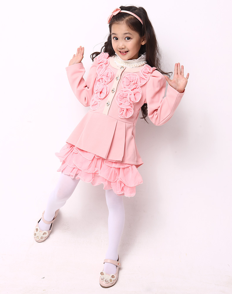 2014女童春秋装儿童连衣裙中小童公主纱裙蕾丝长袖裙子