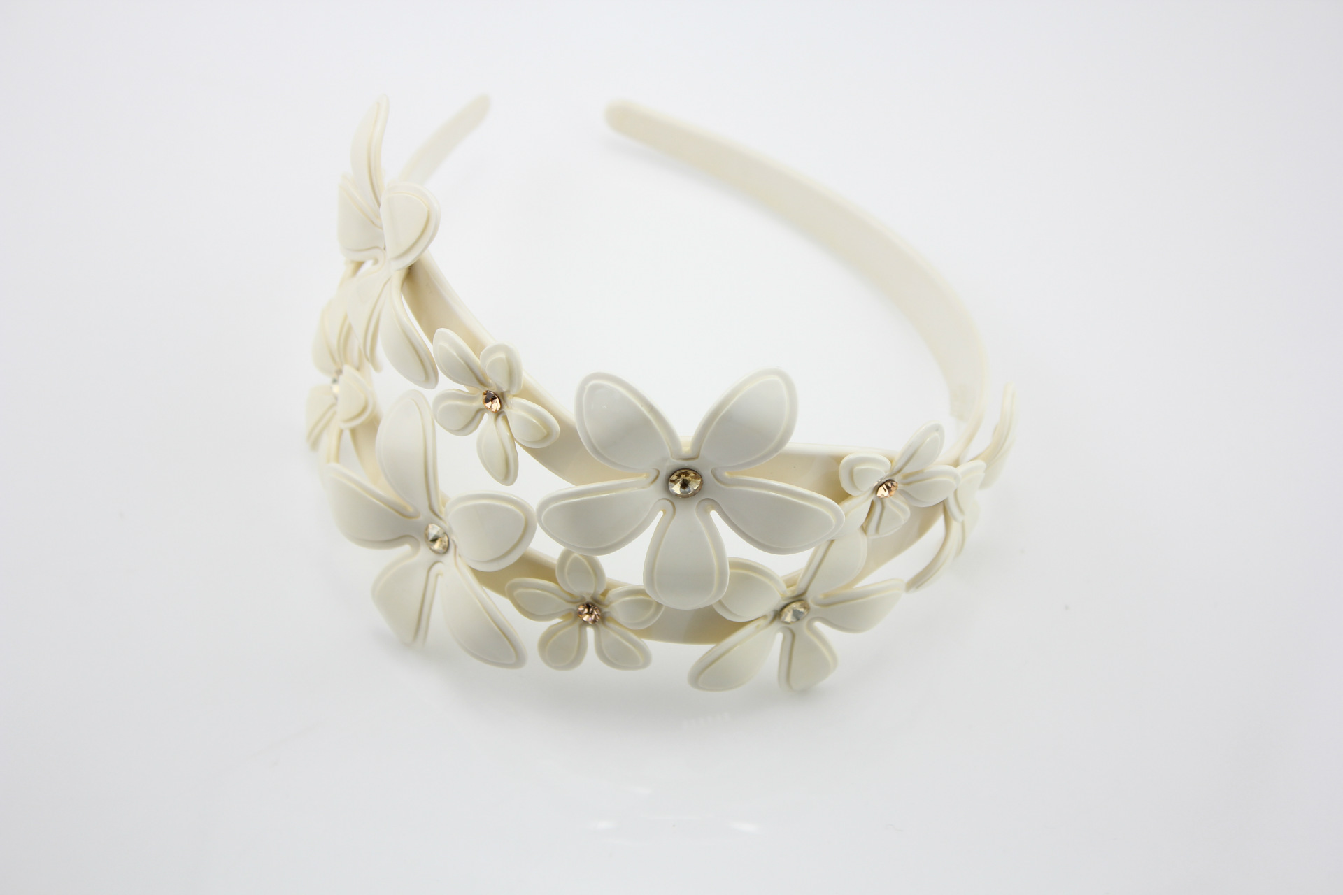 高档发饰推荐 欧美亚历山大款 奶白色花朵发箍发夹 品牌专柜热卖