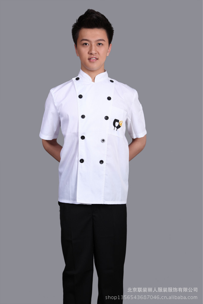 酒店厨师服 新款短袖 夏装 厨师长制服 男士工作服 饭店工服批发