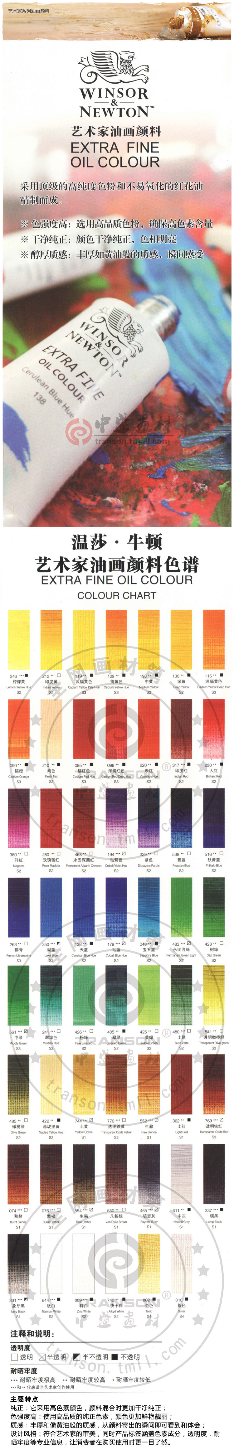 正品保证温莎牛顿新品艺术家级油画颜料系列二170ml 单支31色可选