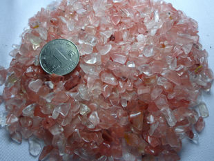 雨花石.水晶宝石.人造西瓜红玻璃碎石5-8mm