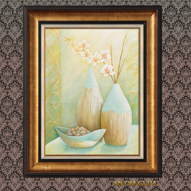 美克美家 高档装饰画简欧花瓶客厅田园有框画壁画