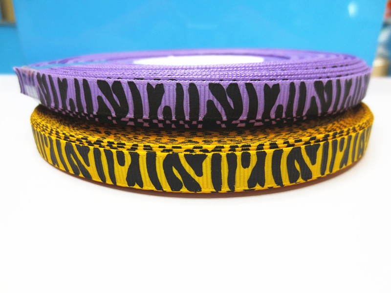 1cm/3分50码罗纹带印斑马纹两色入印花织带服装辅料