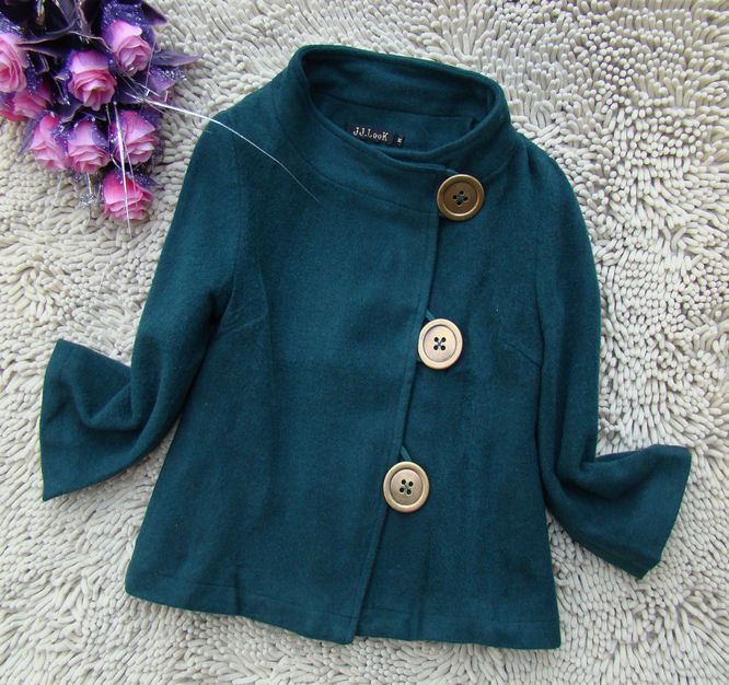 批发女式秋秋装外套 单排扣大扣子装饰 九分袖呢聊休闲小外套秋冬图片