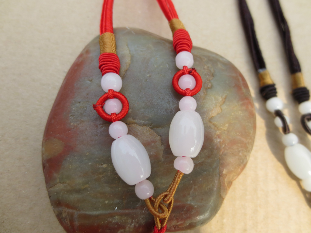 纯手工编织项链绳 挂玉佩黄金水晶吊坠 红绳子项链 玉线