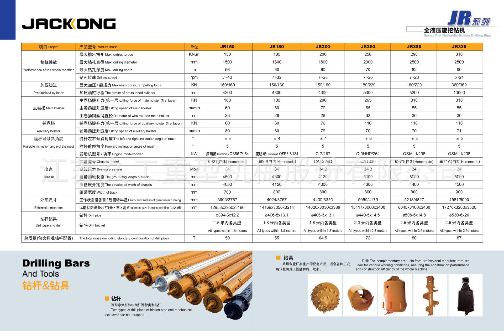 280旋挖钻机参数图片