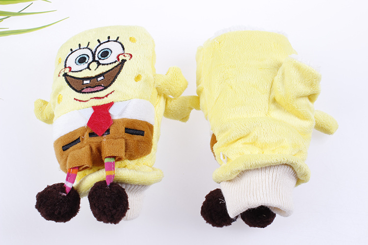 批发直销 好极行手套 海绵宝宝卡通包半指手套 保暖 新款st13013