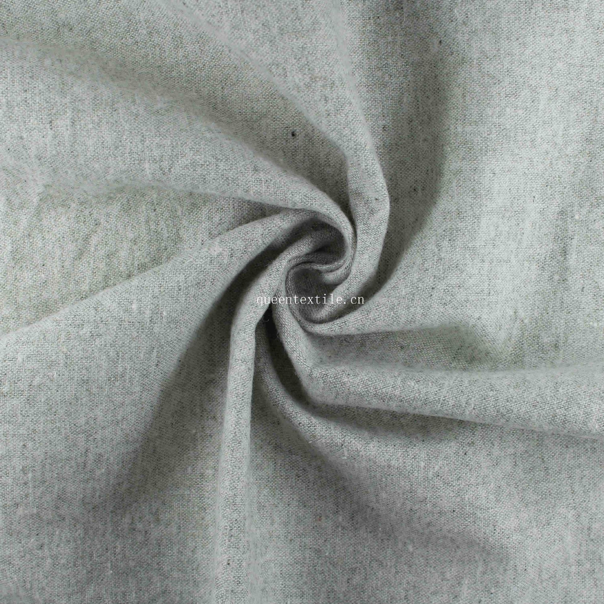 棉麻混纺 亚麻色织平纹面料 磨毛