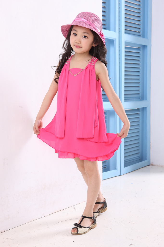 2013夏季韩版童裙 女童雪纺短裙吊带裙 女童中大童公主裙批发