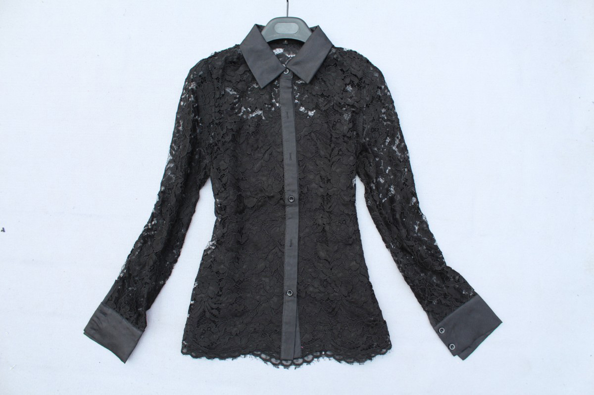 130828-38 蕾丝衬衣 s m l 白色 黑色 ￥1