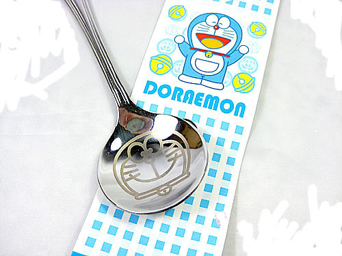 叮当猫餐具 哆啦a梦不锈钢圆勺 勺子 饭勺 机器猫勺子 中号-大号图片