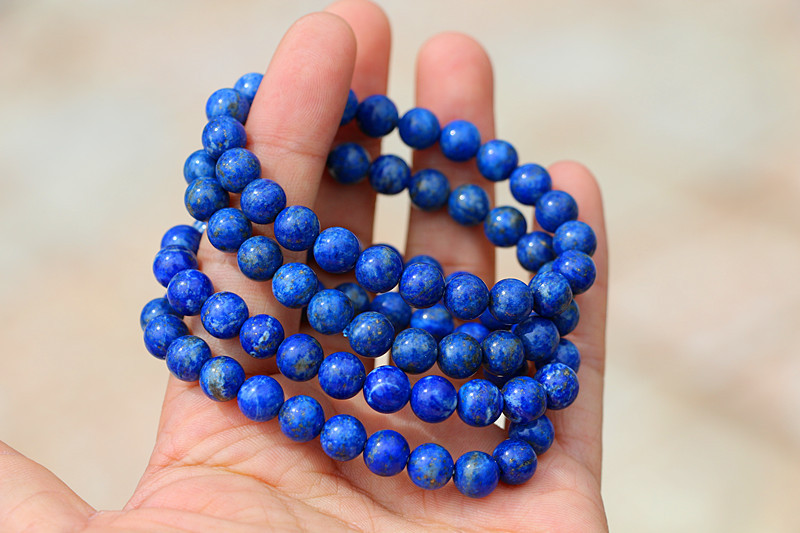 天然宝石手链 天然青金石手链 a货青金石8毫米手链 天然色非染色