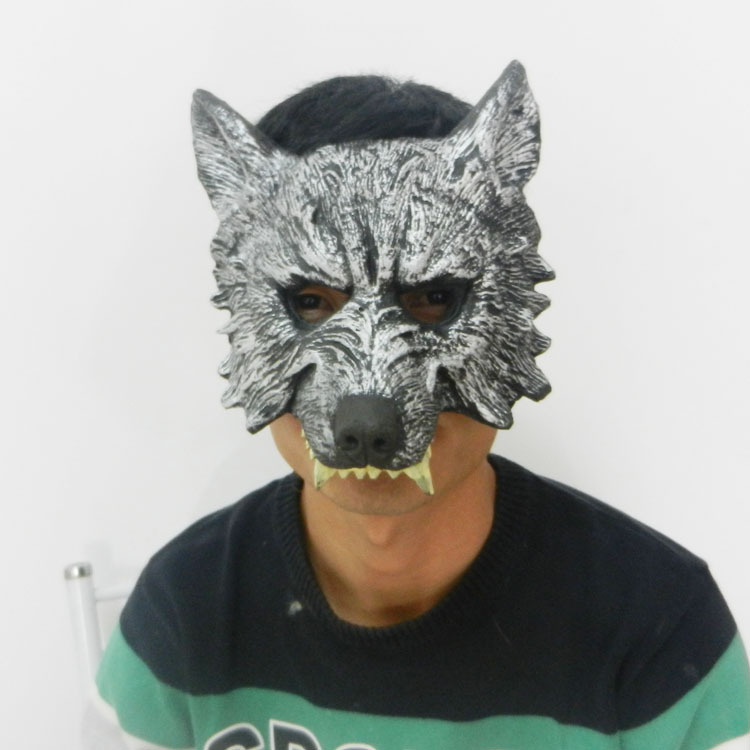 厂家直销 舞会动物面具 万圣节 pu恐怖狼头面具 cosplay 道具