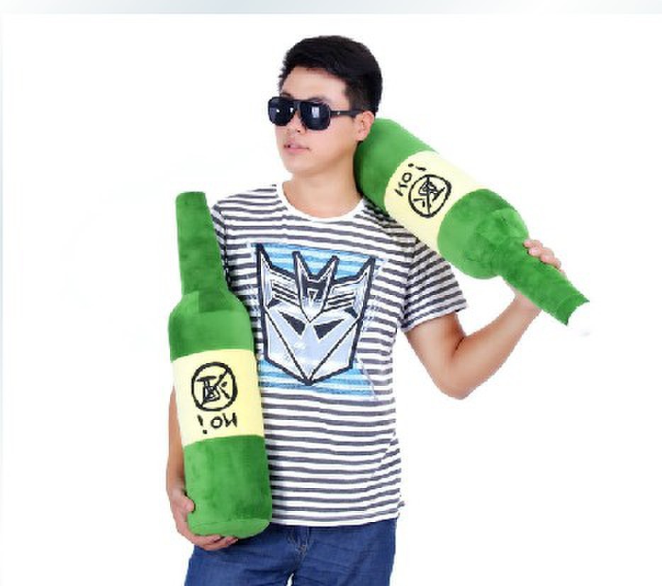 创意啤酒瓶戒酒禁酒圣诞玩具抱枕创意防酒驾圣诞玩具 送老公男友