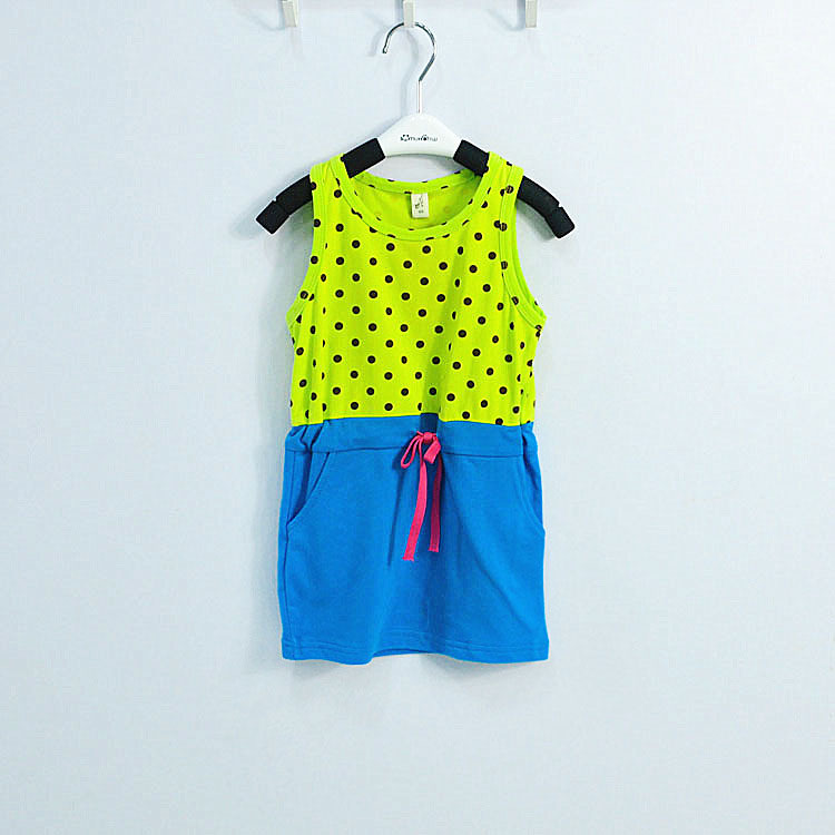 厂家直销2013新款点点连衣裙b1012童裙连衣裙