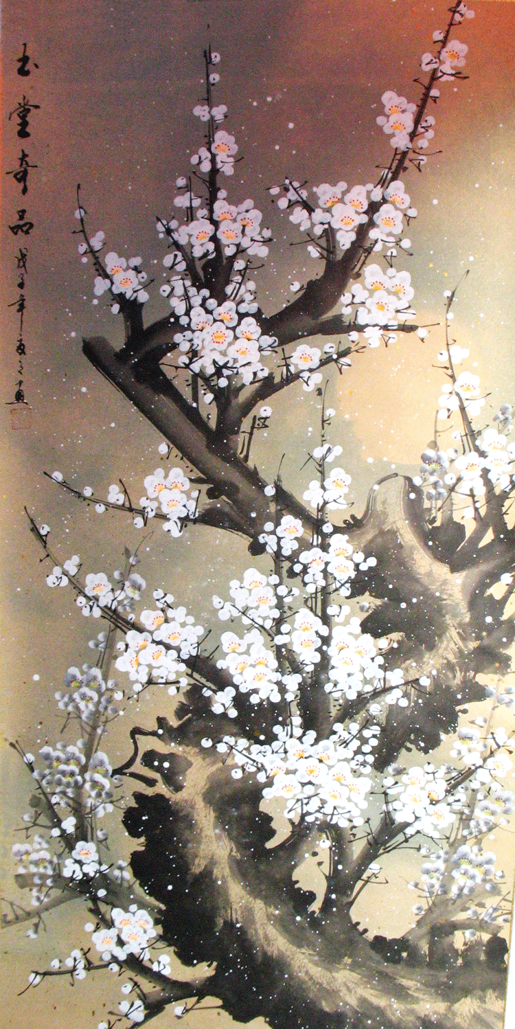 厂家直销诚邀加盟 大型壁画 壁纸墙纸 玄关 沙发背景墙 白梅花