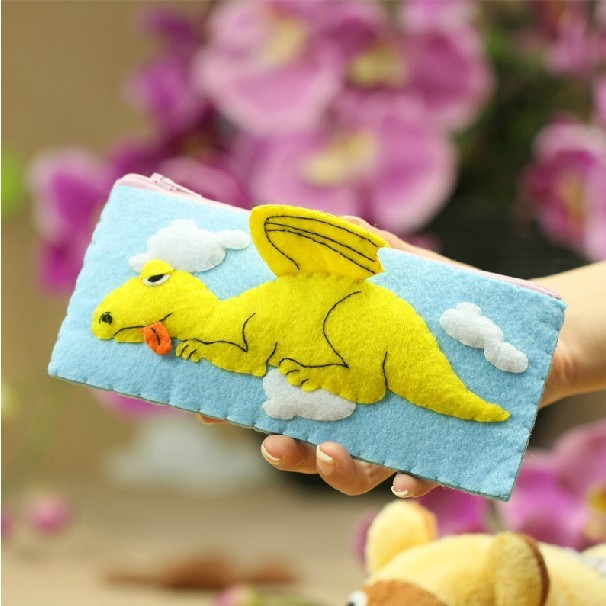 小布头不织布免剪材料包懒散龙笔袋创意手工布艺diy批发代理加盟