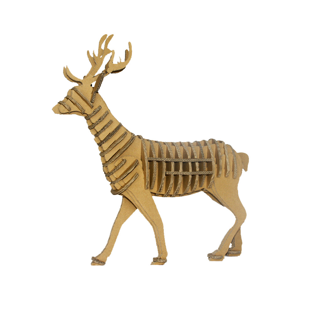 纸质3d立体拼图动物模型 益智玩具 动物鹿智力拼图