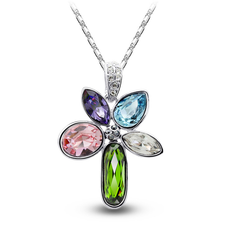 欧美流行五叶草项链 女短项链 锁骨链水晶项链饰品批发 4771