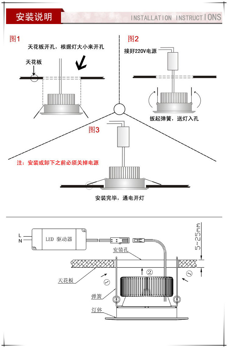 筒灯结构图解图片