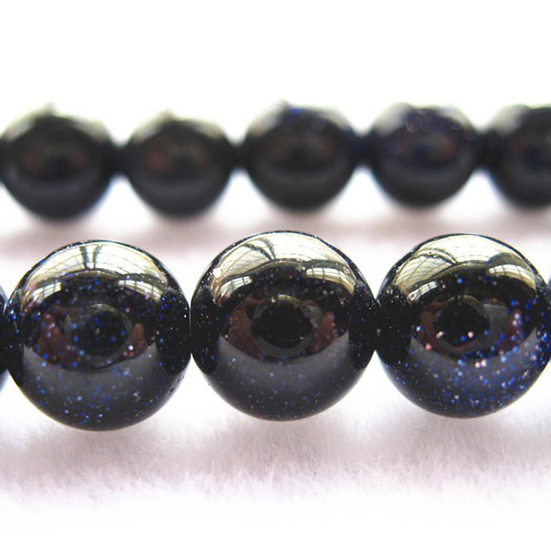 蓝沙晶半成品 天然水晶手链材料 散珠子串珠子批发