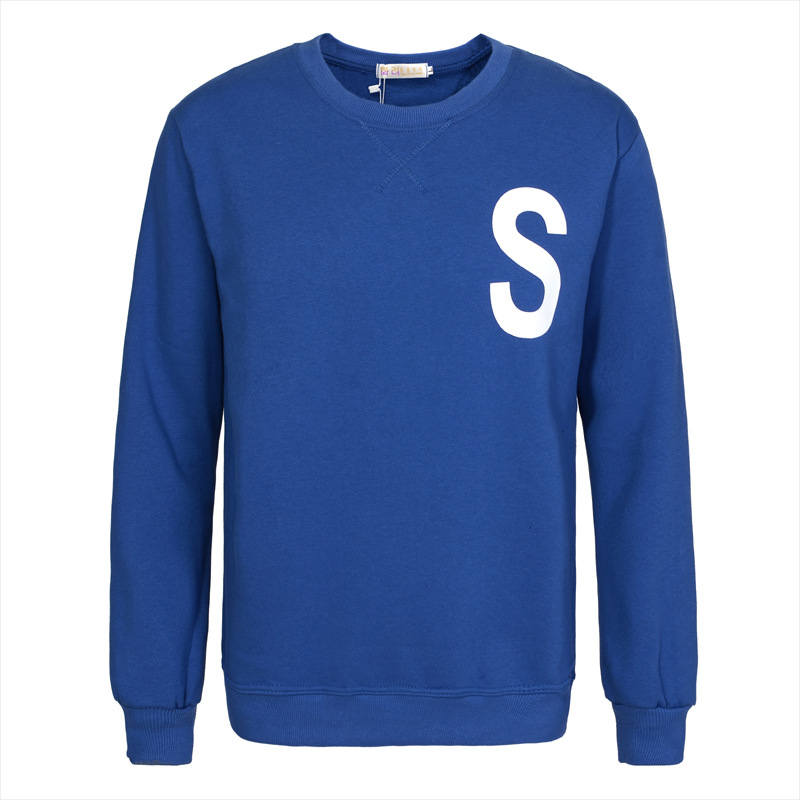 rain 权志龙同款s字母印花蓝色套头卫衣上衣长袖服装