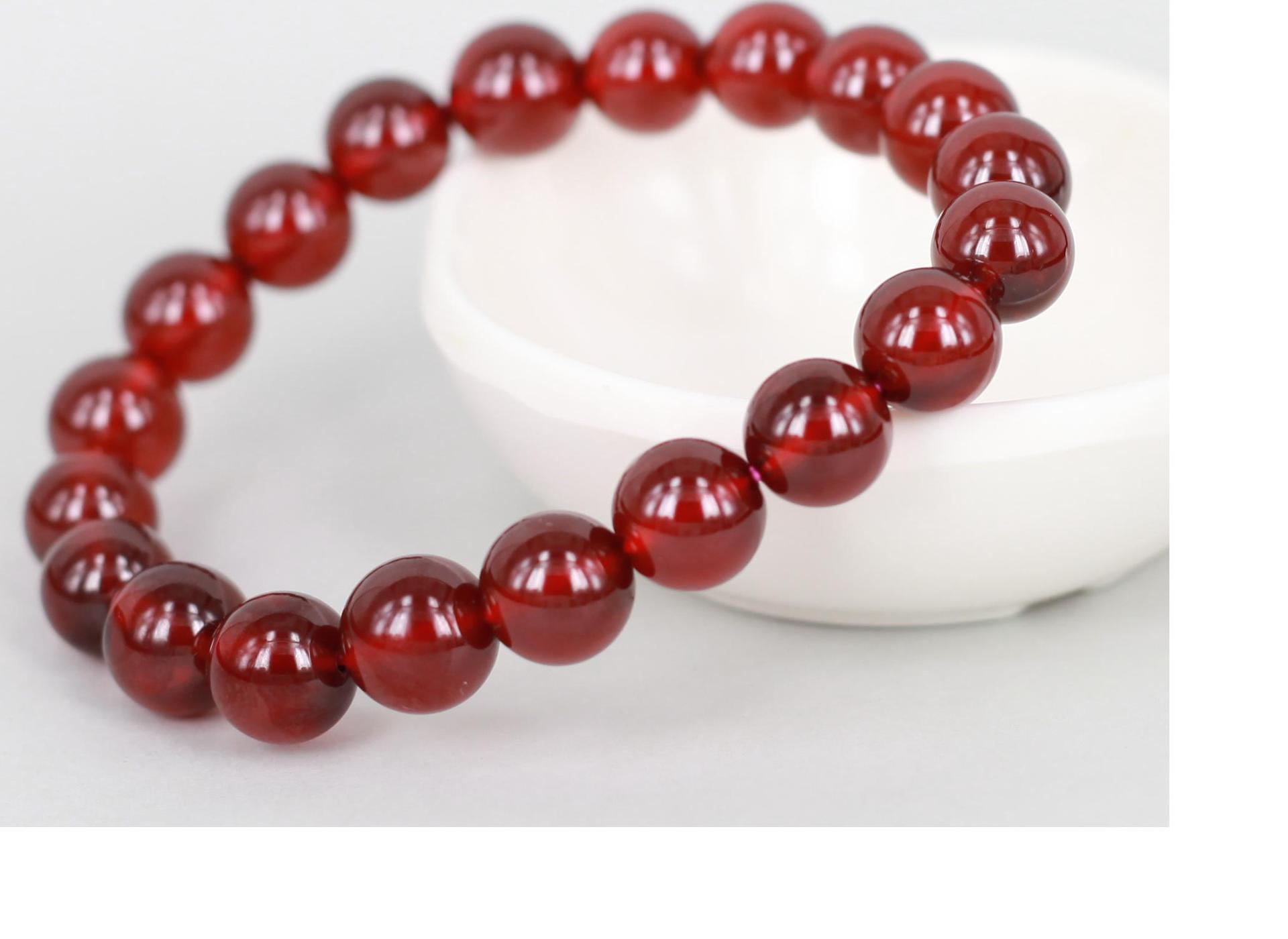 梦扬彩宝 纯天然石榴石手链女款 本命年手串 晶莹剔透 纯洁无暇