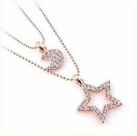 伊泰莲娜饰品 丽晶香槟金双链项链6075100360780aa长款项链