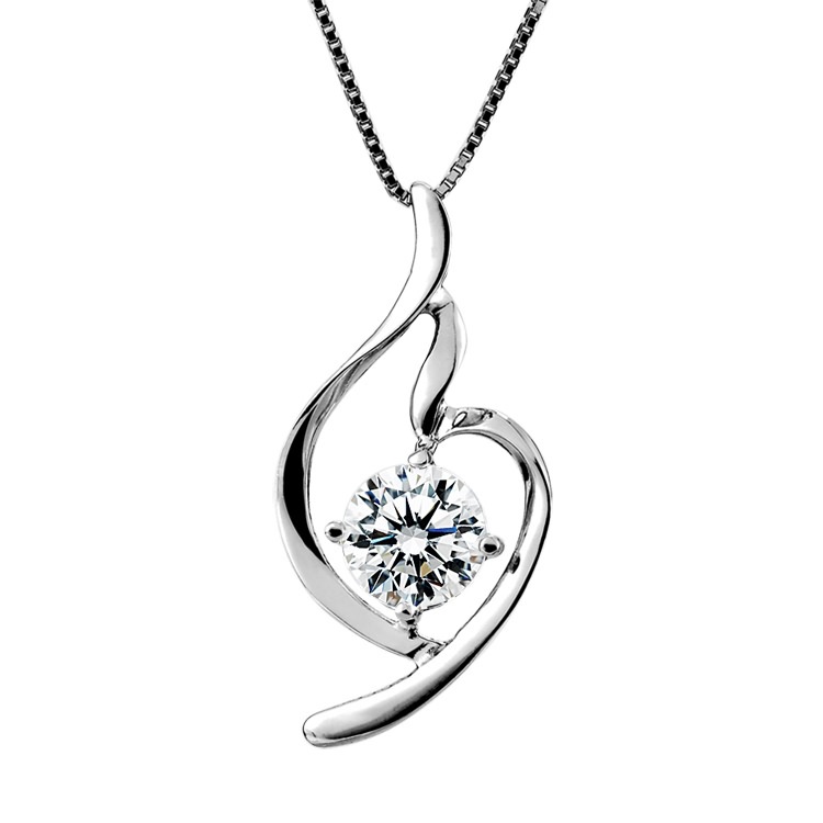 水晶吊坠项坠 网络爆款柔美天使 925银镀白金女款项链 厂家批发