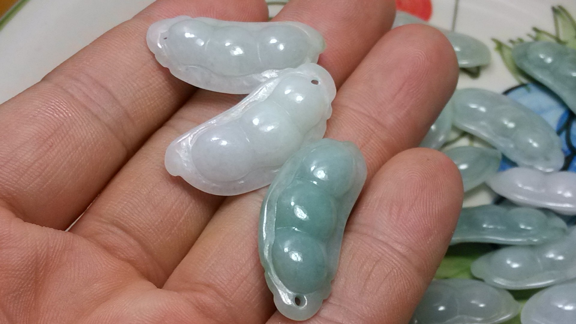 天然a货双面雕刻四季豆福豆批发