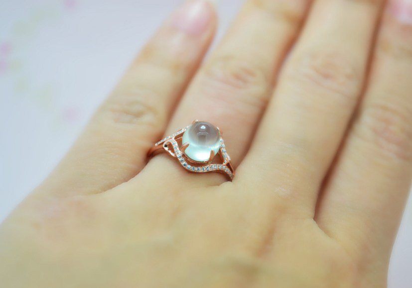 高档葡萄石pt950 莫桑石戒面男女戒指18k玫瑰金天然葡萄石吊坠