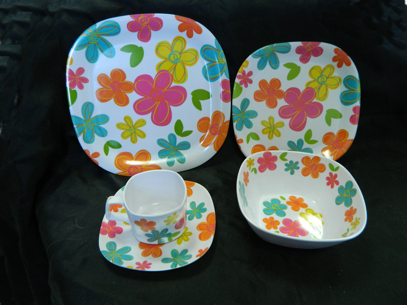 melamine密胺20件套,盘子 杯子 碗 圆盘 方盘美耐皿-「餐具套装」