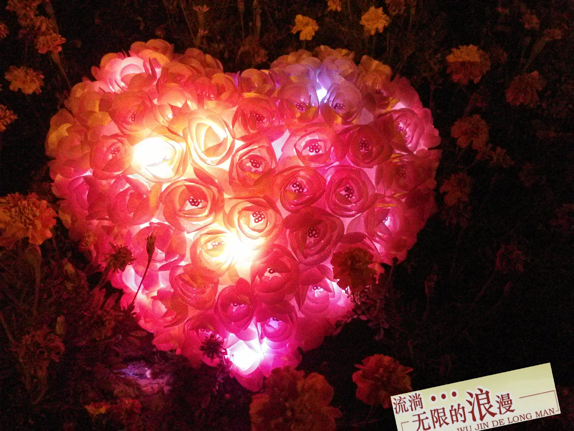 伊奈德 大号发光99朵玫瑰爱心情侣靠垫 婚庆/情人节礼物