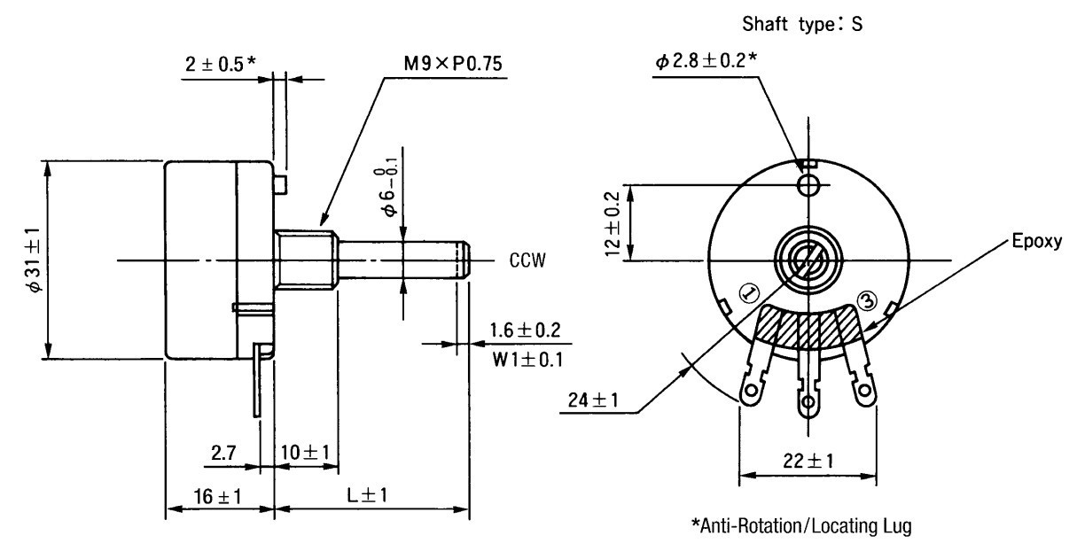 单圈电位器rv30yn20sb502品牌tocoscosmostokyo