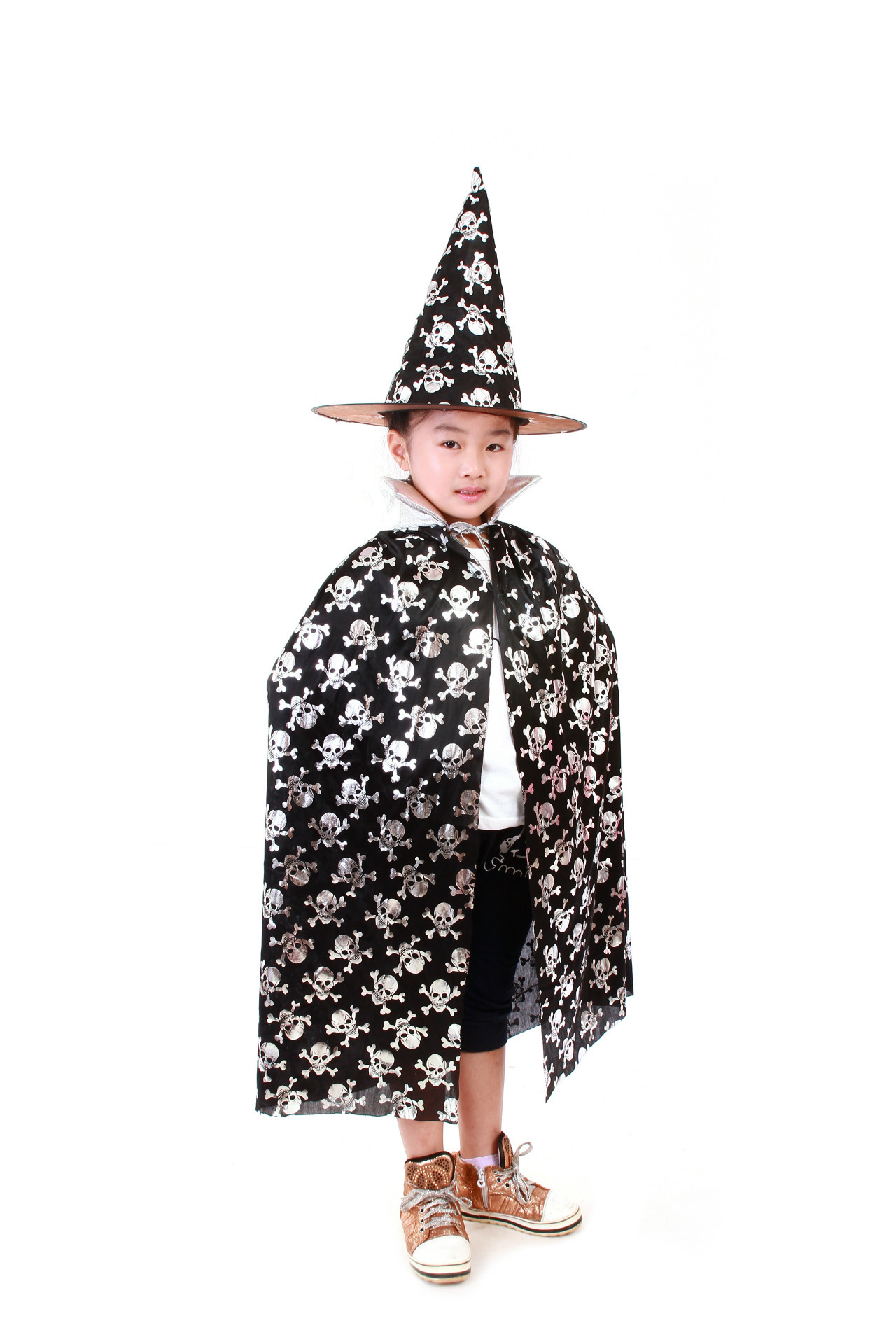 万圣节化妆舞会服装 表演道具 鬼节装饰 成人儿童披风 单层巫婆帽