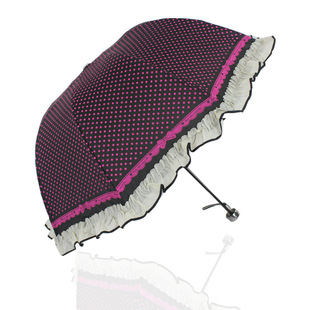 艾瑞丝时尚达人三折花边公主伞碰击布晴雨伞