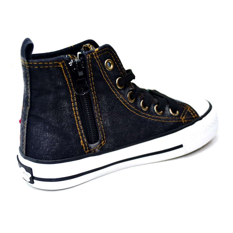 手绘潮帆布鞋 亲子男女童装鞋 牛筋底学生鞋 女中帮小孩板鞋