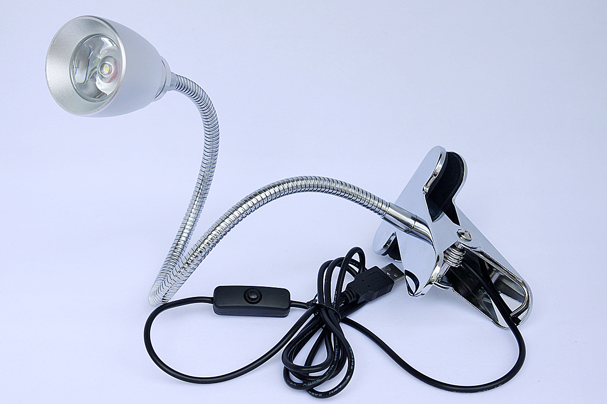 1w led 软管大夹子台灯 usb上网灯 直接插电脑 黑,银色 超亮