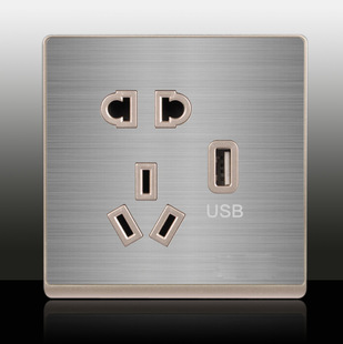 fiko abb墙壁开关面板 五孔插座带usb接口 五孔插座带手机充电