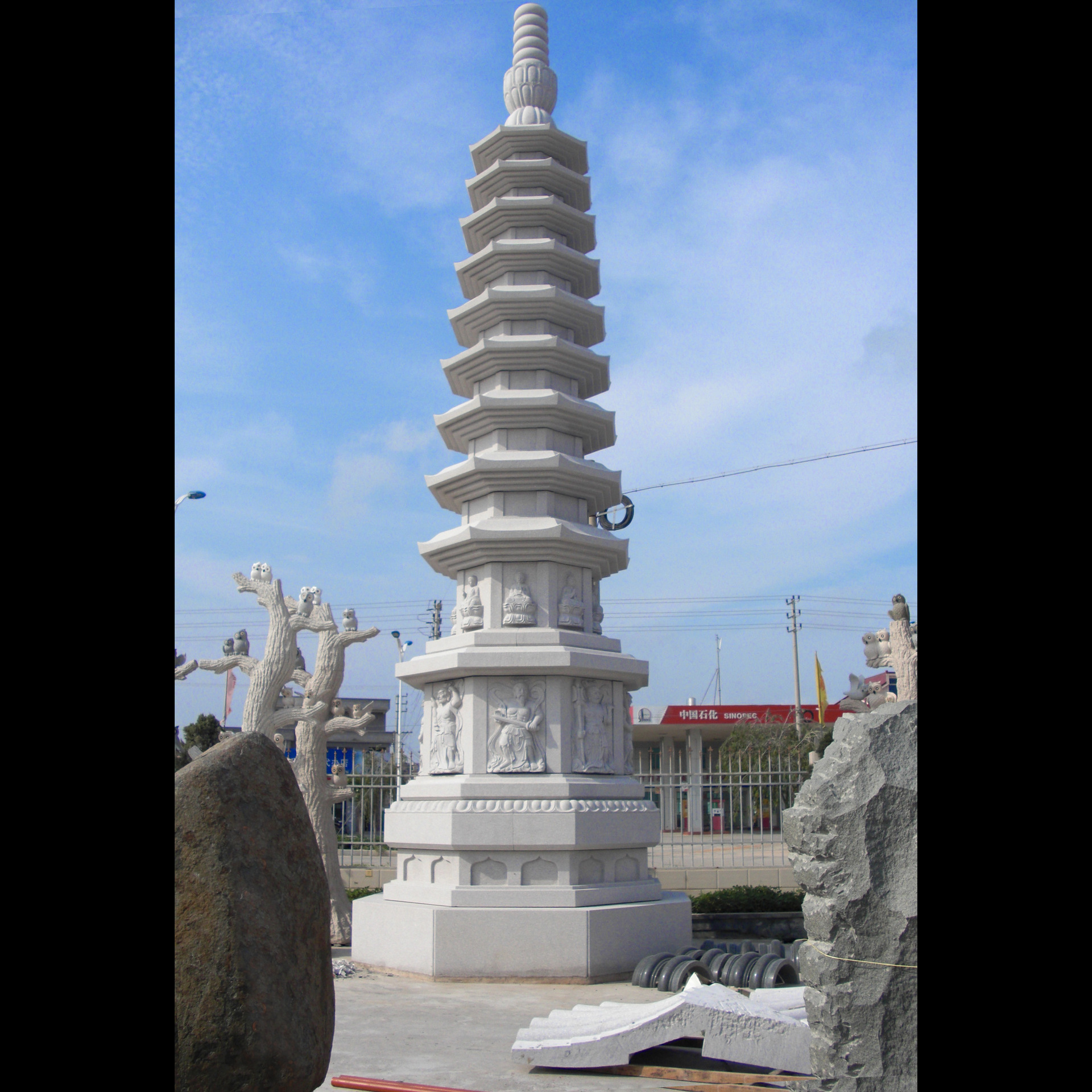 集祥石业花岗岩手工石雕佛塔 大型