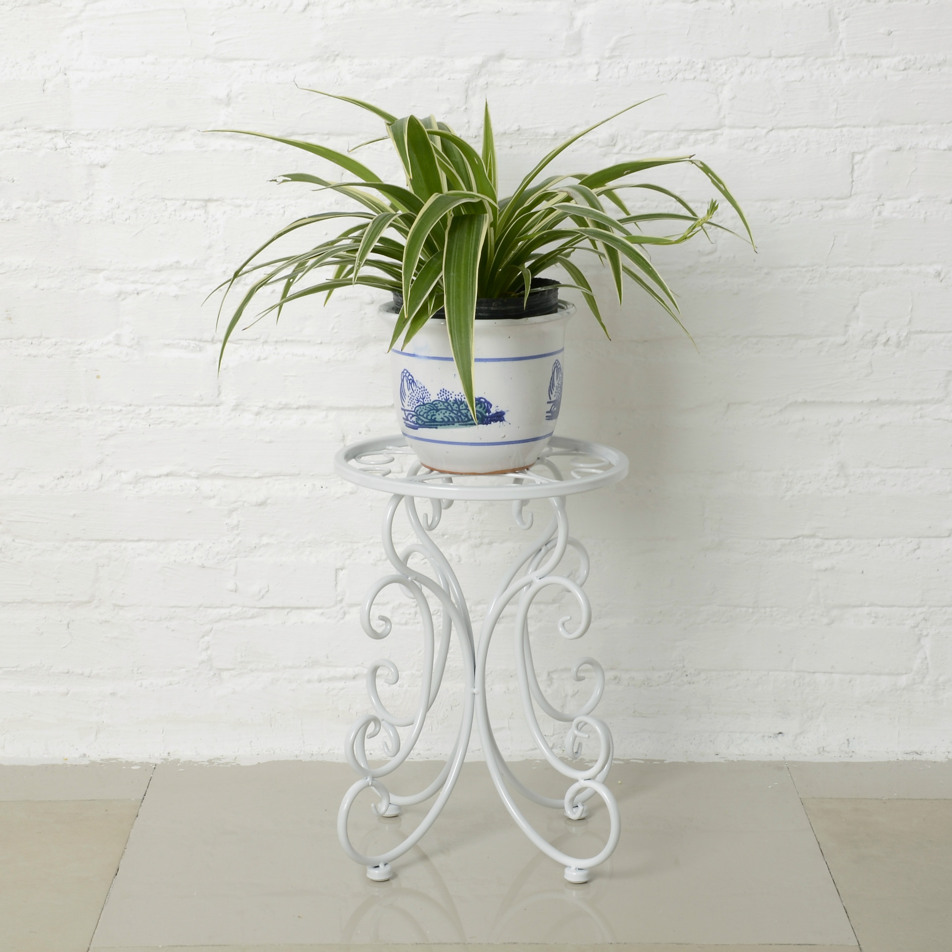 欣园 单层落地式铁艺花架 欧式复古室内外吊兰盆景装饰金属花架