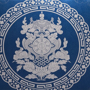 西藏红蓝色藏式装修装饰佛堂寺院大经堂墙纸壁纸批发厂家直供独家